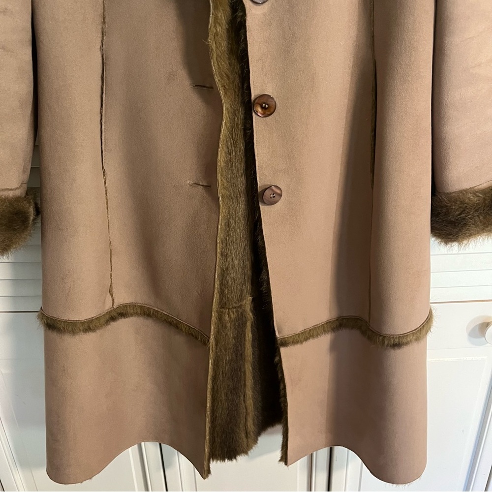 Brandon Thomas Mid-length Faux Suede Leather Faux Fur Lined Coat - Size S - Picture 4 of 13